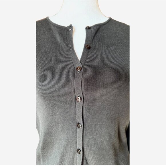 Ann Taylor Factory Women’s MP Black Button-Down Cardigan Round Neck - Picture 5 of 6